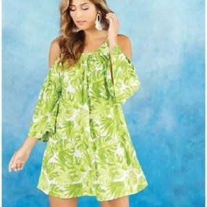 Mud Pie Lilly Swim Coverup Green Palm Women's Size Large